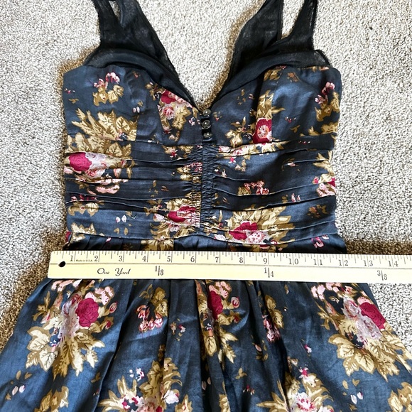 Free People Mesh Sleeveless Floral Dress Navy Blue Size Four 4 - Picture 8 of 11